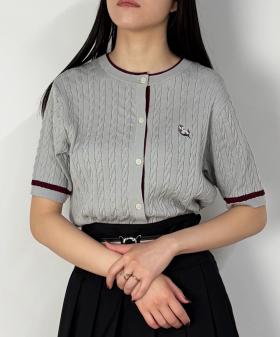 【TIME SALE】バイカラーレイヤード半袖カーディガン