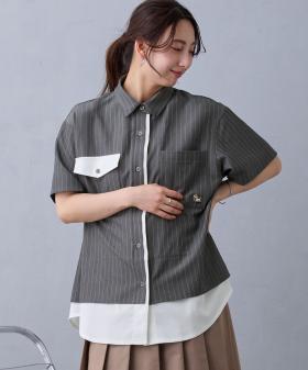 レイヤードライク半袖オーバーシャツ