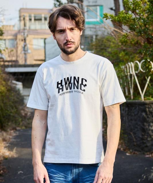 ピグメント加工ロゴプリント半袖Tシャツ