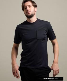 【HIDEAWAYS BLACK】ポケット付き刺繍ロゴドレスTシャツ