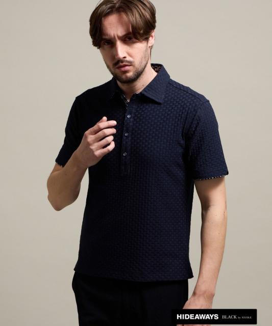 【HIDEAWAYS BLACK】バスケットリンクスジャガードポロシャツ