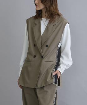 【セットアップ対応】フリンジテープスリットジレ