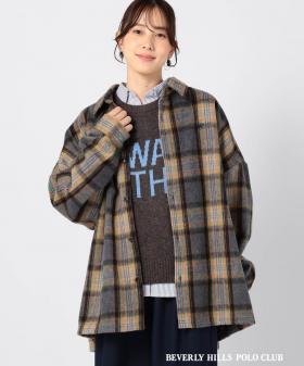 【BEVERLY HILLS POLO CLUB 】グランドパーク別注　<br>シャギーブルゾン風チェックシャツ
