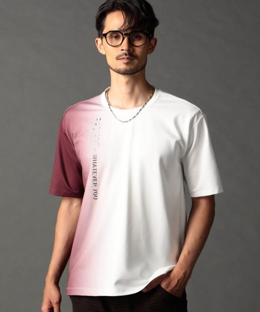 ストレッチポンチ　縦ロゴグラデーションTシャツ