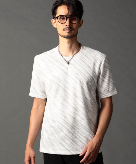 ゼブラ柄クルーネックTシャツ