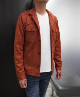 モタルドスモーク柄ライトスウェードストレッチポンチブルゾン