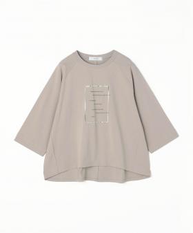 箔入りロゴプリント7分袖ラグランTシャツ