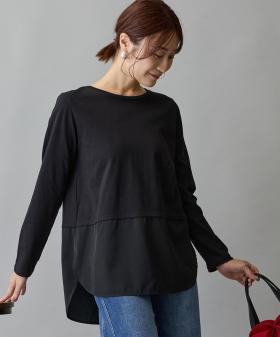布帛ヘムドッキングロングスリーブTシャツ