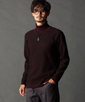 ヘリンボン タートルネックニット