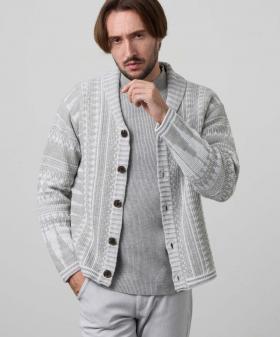 【WEB限定】カウチン柄ショールカラーカーディガンニット