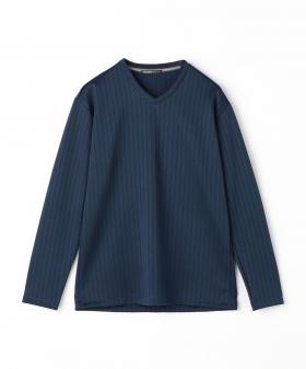 【HIDEAWAYS BLACK】リンクスストライプジャカードVネックプルオーバー