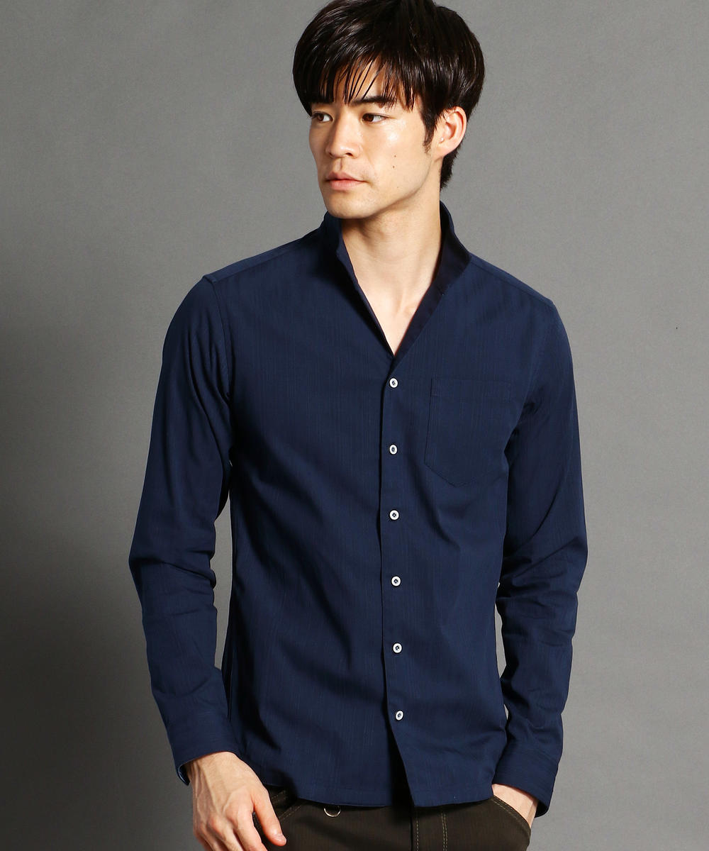 裏ストライプ柄イタリアンカラーシャツ 長袖 ニコル公式通販サイト Nicole Online Shop 裏ストライプ柄イタリアンカラーシャツ 長袖 ニコル公式通販サイト Nicole Online Shop
