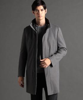 【ex/tra】ヘリンボンダブルジャカード 3Wayスタンドカラーコート