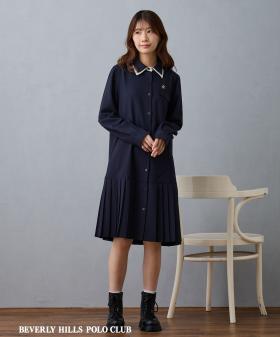 【TIME SALE】【先行予約】【BEVERLY HILLS POLO CLUB】ダブルカラープリーツワンピース