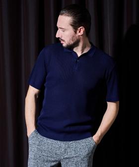 【TIME SALE】【HIDEAWAYS BLACK】スキッパーニットポロシャツ