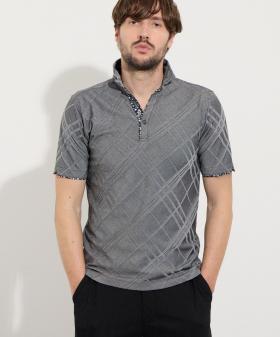 【TIME SALE】バイヤスチェックスキッパー半袖ポロシャツ