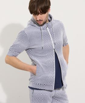 【TIME SALE】ジオメトリックブリスタージャカード5分袖パーカー