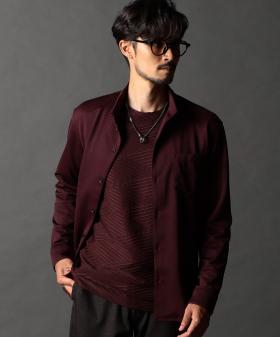 ジオメトリックスタンドボタンダウンシャツ