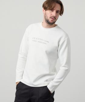【TIME SALE】ストレッチポンチジェルプリントクルーネックプルオーバー